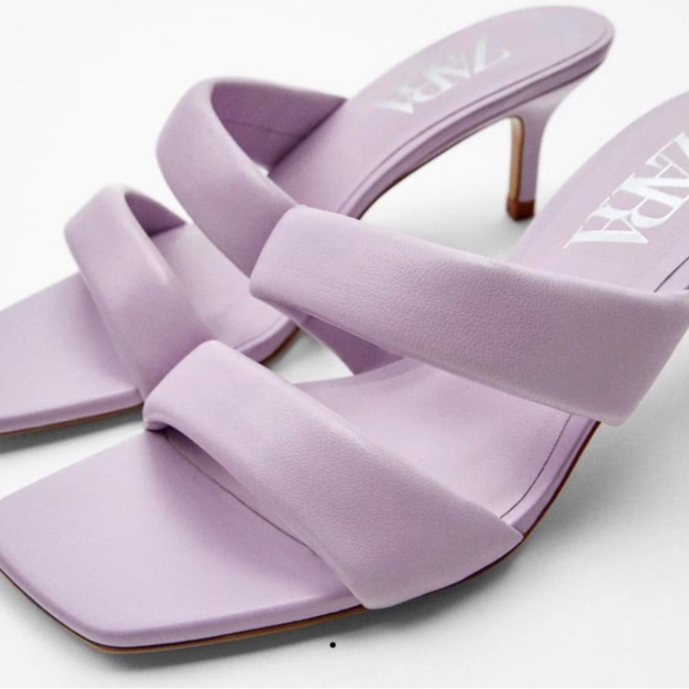 Zara Women's Pastel Purple Heeled Mules